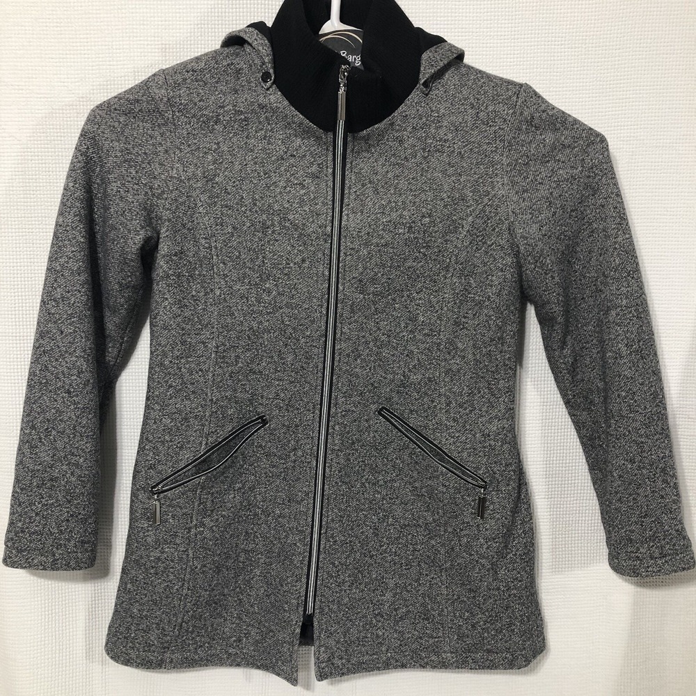 INTERNATIONAL DETAILS WOMEN'S HOODED JACKET Small Gray Full Zip Stylish Coat‎